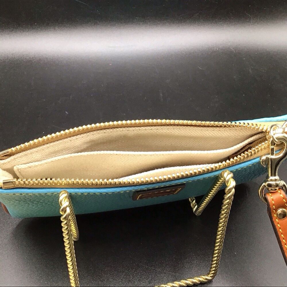 Dooney & Bourke Pebble Grain Medium Wallet Wristlet Sky Blue 7.5” x 4” New - Picture 6 of 7